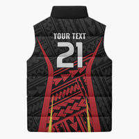 Custom Oceania Football Papua New Guinea Sleeveless Puffer Jacket Polynesian Tribal Pattern