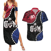 Personalized Guam 80th Anniversary Liberation Day Couples Matching Summer Maxi Dress and Hawaiian Shirt Tano I Man Chamoru Since 1944 LT9 Black - Polynesian Pride