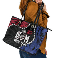 Personalized Guam 80th Anniversary Liberation Day Leather Tote Bag Tano I Man Chamoru Since 1944