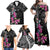 Guahan Puti Tai Nobiu Family Matching Off Shoulder Maxi Dress and Hawaiian Shirt Guam Bougainvillea Flower Art