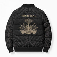 Personalized Haiti First Black Republic Bomber Puffer Jacket Negre Marron With Map And Flag LT9 - Polynesian Pride