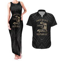 Personalized Haiti First Black Republic Couples Matching Tank Maxi Dress and Hawaiian Shirt Negre Marron With Map And Flag