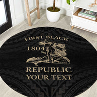 Personalized Haiti First Black Republic Round Carpet Negre Marron With Map And Flag LT9 Black - Polynesian Pride