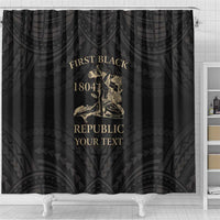 Personalized Haiti First Black Republic Shower Curtain Negre Marron With Map And Flag