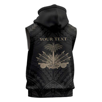 Personalized Haiti First Black Republic Sleeveless Hoodie Negre Marron With Map And Flag LT9 - Polynesian Pride