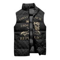 Personalized Haiti First Black Republic Sleeveless Puffer Jacket Negre Marron With Map And Flag LT9 - Polynesian Pride