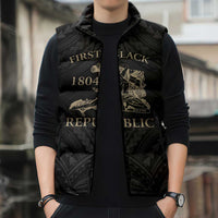 Personalized Haiti First Black Republic Sleeveless Puffer Jacket Negre Marron With Map And Flag LT9 - Polynesian Pride