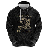 Personalized Haiti First Black Republic Zip Hoodie Negre Marron With Map And Flag LT9 - Polynesian Pride
