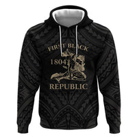 Personalized Haiti First Black Republic Zip Hoodie Negre Marron With Map And Flag LT9 Pullover Hoodie Black - Polynesian Pride