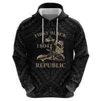 Personalized Haiti First Black Republic Zip Hoodie Negre Marron With Map And Flag LT9 - Polynesian Pride