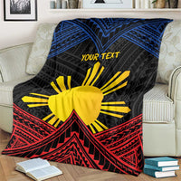 Personalized Philippines Blanket Polynesian Tribal Tattoo with Filipino Flag Motif