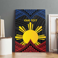 Personalized Philippines Canvas Wall Art Polynesian Tribal Tattoo with Filipino Flag Motif