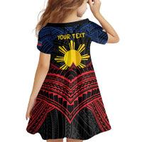 Personalized Philippines Family Matching Off The Shoulder Long Sleeve Dress and Hawaiian Shirt Polynesian Tribal Tattoo with Filipino Flag Motif