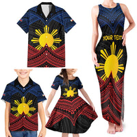 Personalized Philippines Family Matching Tank Maxi Dress and Hawaiian Shirt Polynesian Tribal Tattoo with Filipino Flag Motif