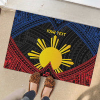 Personalized Philippines Rubber Doormat Polynesian Tribal Tattoo with Filipino Flag Motif