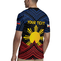 Personalized Philippines Rugby Jersey Polynesian Tribal Tattoo with Filipino Flag Motif