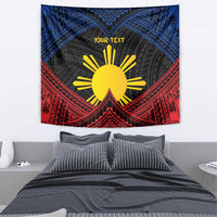 Personalized Philippines Tapestry Polynesian Tribal Tattoo with Filipino Flag Motif