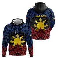 Personalized Philippines Zip Hoodie Polynesian Tribal Tattoo with Filipino Flag Motif