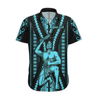 Personalised Aotearoa Father's Day Gift For Dad Hawaiian Shirt Aroha Ahau Ki A Koe Papa - Aqua Maori Style Pattern LT9 Aqua - Polynesian Pride