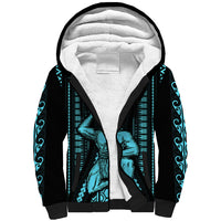 Personalised Aotearoa Father's Day Gift For Dad Sherpa Hoodie Aroha Ahau Ki A Koe Papa - Aqua Maori Style Pattern LT9 Unisex Aqua - Polynesian Pride