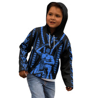 Personalised Aotearoa Father's Day Gift For Dad Kid Hoodie Aroha Ahau Ki A Koe Papa - Blue Maori Style Pattern LT9 - Polynesian Pride