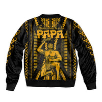 Aotearoa Father's Day Gift For Dad Bomber Jacket Aroha Ahau Ki A Koe Papa - Gold Maori Style Pattern LT9 - Polynesian Pride