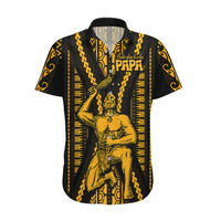 Aotearoa Father's Day Gift For Dad Hawaiian Shirt Aroha Ahau Ki A Koe Papa - Gold Maori Style Pattern LT9 Gold - Polynesian Pride