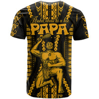 Aotearoa Fathers Day Gift For Dad T Shirt Arohaau Ki A Koe Papa Gold Maori Style Pattern LT9 - Polynesian Pride