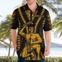 Personalised Aotearoa Father's Day Gift For Dad Hawaiian Shirt Aroha Ahau Ki A Koe Papa - Gold Maori Style Pattern LT9 - Polynesian Pride