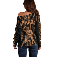 Maori Fathers Day New Zealand Off Shoulder Sweater Aroha Ahau Ki A Koe Papa - Nude LT9 - Polynesian Pride