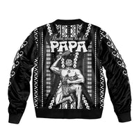 Custom Maori Fathers Day New Zealand Sleeve Zip Bomber Jacket Aroha Ahau Ki A Koe Papa - Black LT9 - Polynesian Pride