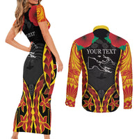 Personalised Papua New Guinea Remembrance Day Couples Matching Short Sleeve Bodycon Dress and Long Sleeve Button Shirt LT9 - Polynesian Pride