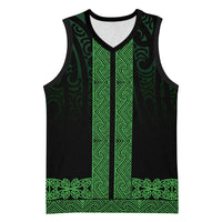 New Zealand Maori Kowhaiwhai Basketball Jersey Kakariki Maui and Mangopare - Polynesian Pride