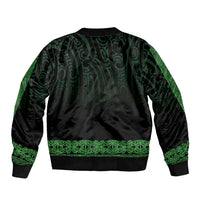 New Zealand Maori Kowhaiwhai Bomber Jacket Kakariki Maui and Mangopare