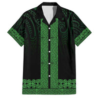 New Zealand Maori Kowhaiwhai Family Matching Off Shoulder Short Dress and Hawaiian Shirt Kakariki Maui and Mangopare