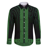 New Zealand Maori Kowhaiwhai Family Matching Off Shoulder Short Dress and Hawaiian Shirt Kakariki Maui and Mangopare