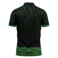 New Zealand Maori Kowhaiwhai Zipper Polo Shirt Kakariki Maui and Mangopare - Polynesian Pride
