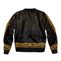 New Zealand Maori Kowhaiwhai Bomber Jacket Karaka Maui and Mangopare