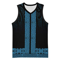 New Zealand Maori Kowhaiwhai Basketball Jersey Kikorangi Maui and Mangopare - Polynesian Pride