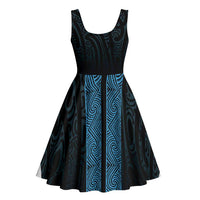 New Zealand Maori Kowhaiwhai Midi Dress Kikorangi Maui and Mangopare - Polynesian Pride