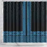 New Zealand Maori Kowhaiwhai Shower Curtain Kikorangi Maui and Mangopare