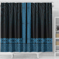New Zealand Maori Kowhaiwhai Shower Curtain Kikorangi Maui and Mangopare