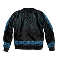 New Zealand Maori Kowhaiwhai Sleeve Zip Bomber Jacket Kikorangi Maui and Mangopare