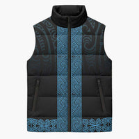 New Zealand Maori Kowhaiwhai Sleeveless Puffer Jacket Kikorangi Maui and Mangopare - Polynesian Pride