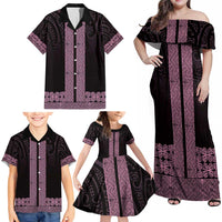 New Zealand Maori Kowhaiwhai Family Matching Off Shoulder Maxi Dress and Hawaiian Shirt Mawhero Maui and Mangopare