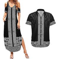 New Zealand Maori Kowhaiwhai Couples Matching Summer Maxi Dress and Hawaiian Shirt Pango Maui and Mangopare