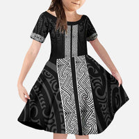 New Zealand Maori Kowhaiwhai Family Matching Long Sleeve Bodycon Dress and Hawaiian Shirt Pango Maui and Mangopare