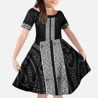 New Zealand Maori Kowhaiwhai Family Matching Off The Shoulder Long Sleeve Dress and Hawaiian Shirt Pango Maui and Mangopare