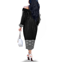 New Zealand Maori Kowhaiwhai Family Matching Off The Shoulder Long Sleeve Dress and Hawaiian Shirt Pango Maui and Mangopare