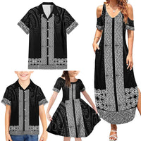 New Zealand Maori Kowhaiwhai Family Matching Summer Maxi Dress and Hawaiian Shirt Pango Maui and Mangopare